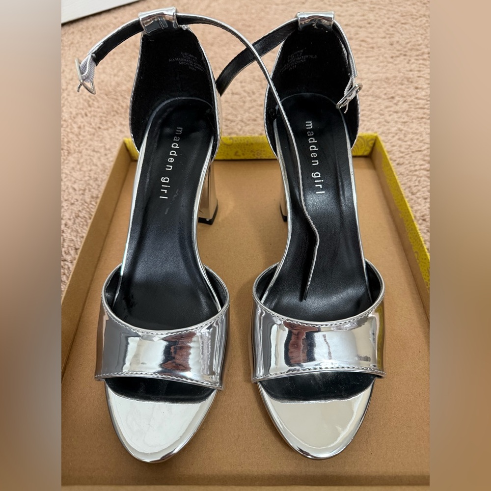 Madden Girl Metallic Silver Heels